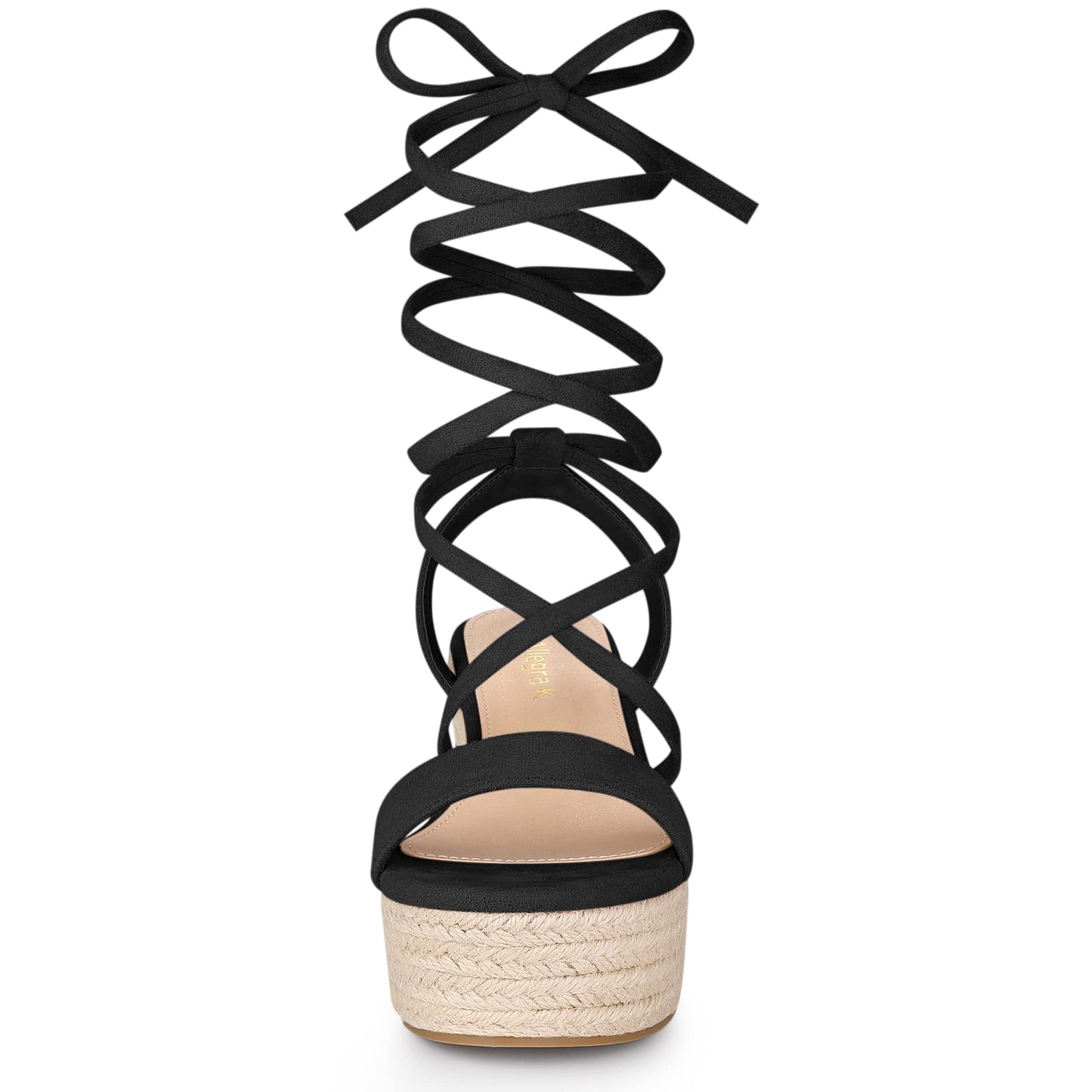 Allegra K Women's Lace Up Wedge Heel Slingback Platform Strappy Sandals