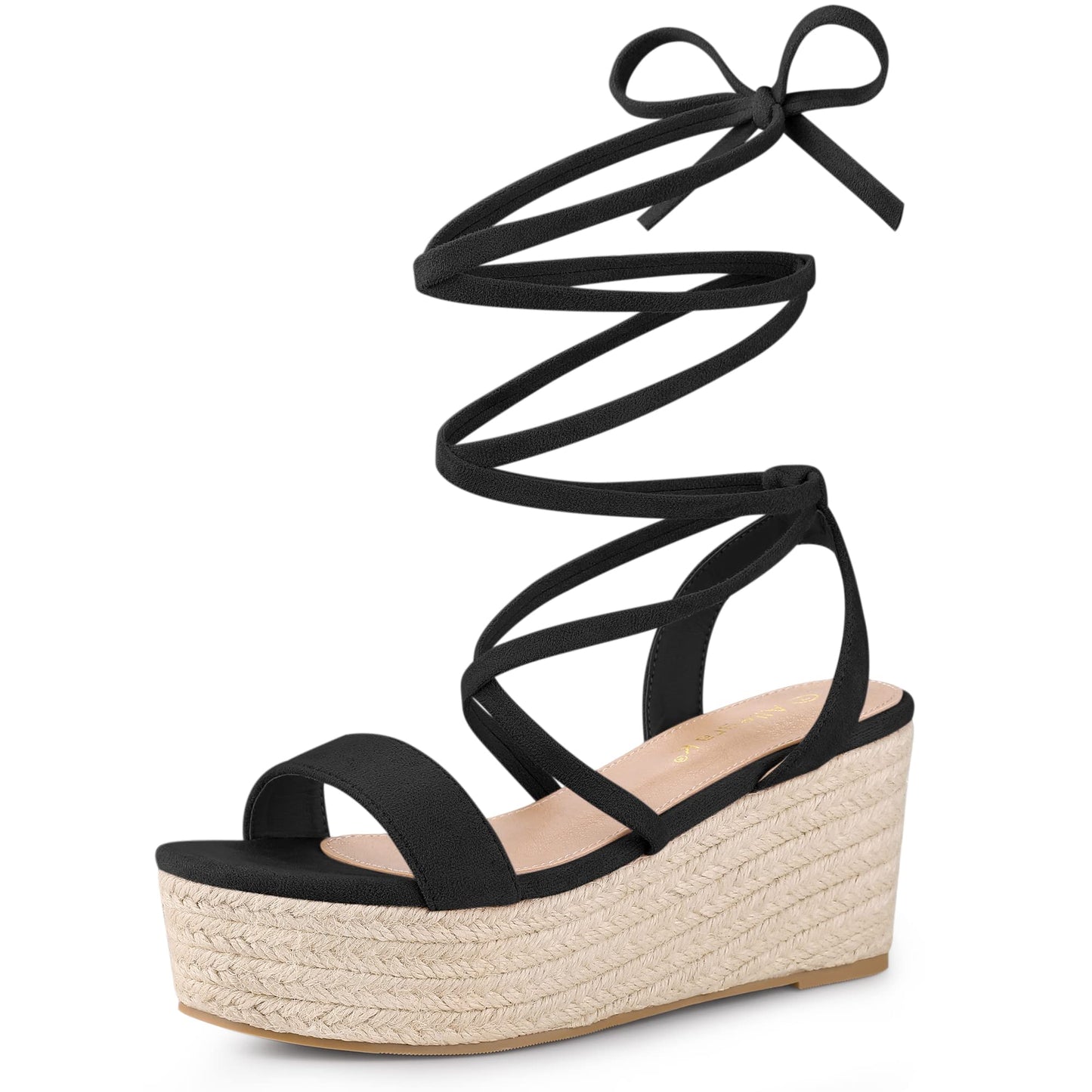 Allegra K Women's Lace Up Wedge Heel Slingback Platform Strappy Sandals